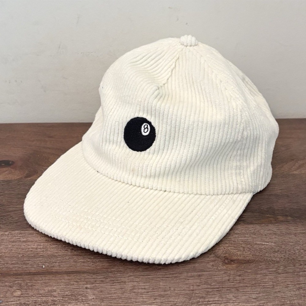 WORD Surfwear Corduroy Hat 8 Ball Strapback  Cream Dad Cap Surf Skate Streetwear